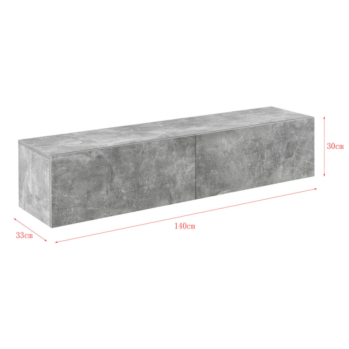 HÄNGELOWBOARD Evaton - Grau, Holzwerkstoff (140/30/33cm) - [en.casa]