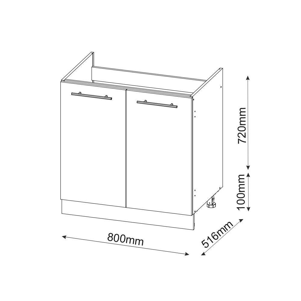 SPÜLENUNTERSCHRANK Fame-Line Weiß Hochglanz 80 cm, AP Marmor - Weiß Hochglanz/Anthrazit, Holzwerkstoff (80/82/60cm) - Vicco