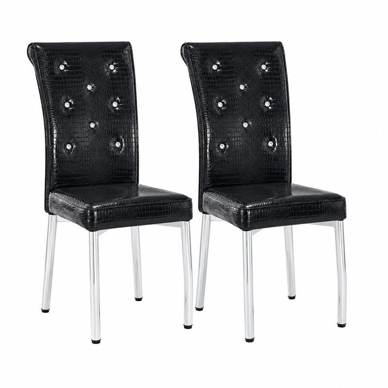 ESSZIMMERSTUHL 2er-Set gepolstert Schwarz PVC mit Metallbeinen - Silberfarben, Metall (42/101/61.8cm) - Meubliv