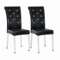 ESSZIMMERSTUHL 2er-Set gepolstert Schwarz PVC mit Metallbeinen - Silberfarben, Metall (42/101/61.8cm) - Meubliv