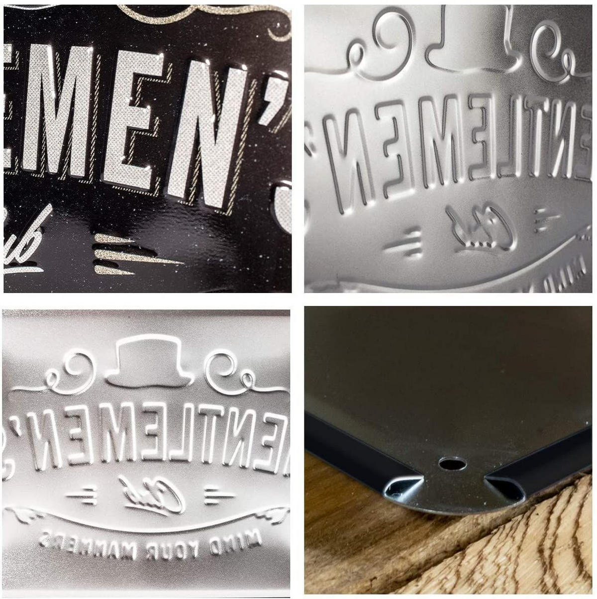 BLECHSCHILD 15/20 cm Achtung Gentlemen's Club - Multicolor, Metall (20/15/0.5cm) - Nostalgic-Art