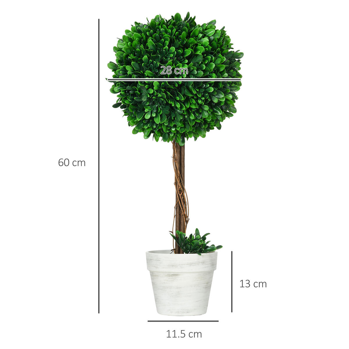 KÜNSTLICHE Pflanzen, PE, Stahl, Grün - Grün, Kunststoff (60cm) - HOMCOM