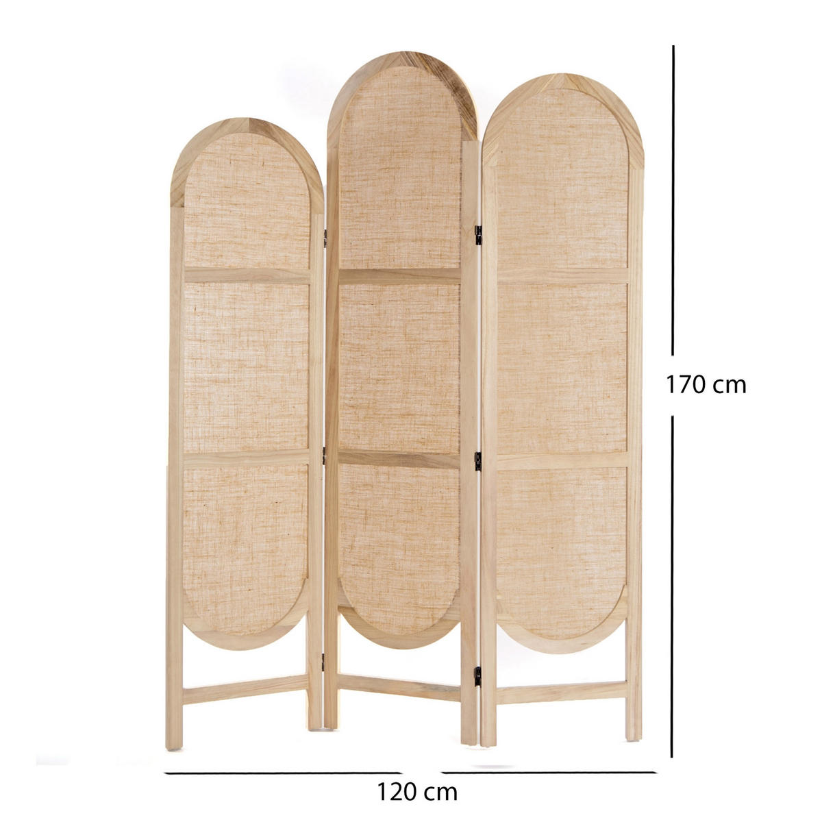 RAUMTEILER Arco 3-tlg. Leinen, Holz braun-natur - Braun, Holz (120/170/2cm) - CREEDWOOD