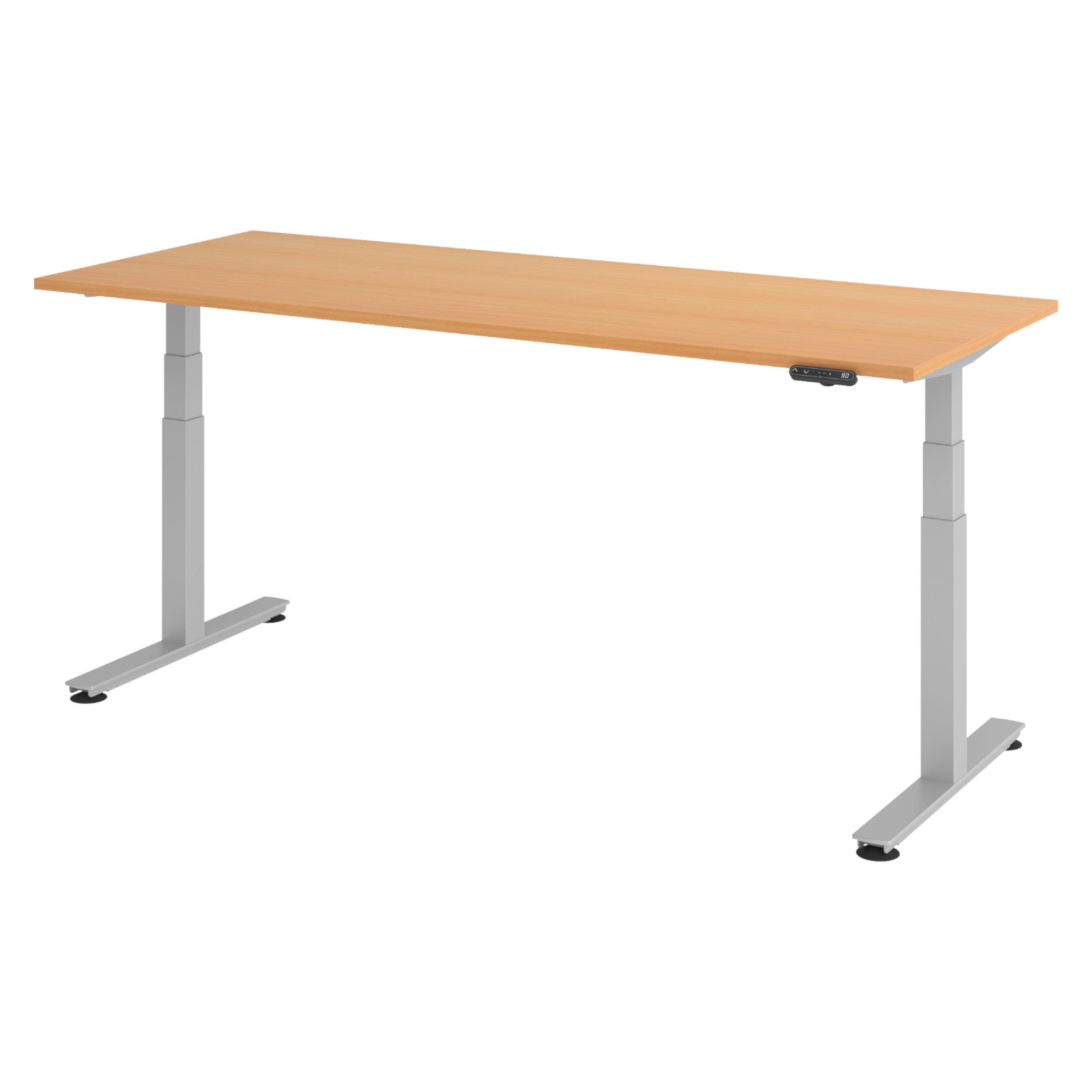 bümö Schreibtisch Buche, Silber 200x74x80 cm