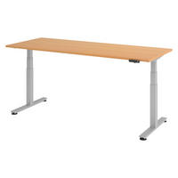 SCHREIBTISCH elektrisch XDSM 80/200/74 cm in Buchefarben/Silberfarben - Buchefarben/Silberfarben, Holzwerkstoff (80/200/74cm) - bümö