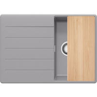 SPÜLBECKEN Kopenhagen, 2-er set Grau 70/50 cm 1 Becken + Ablauf-Set + Schneidebrett ab 40er Unterschrank - Chromfarben/Beige, Kunststoff (70/20/50cm) - Primagran