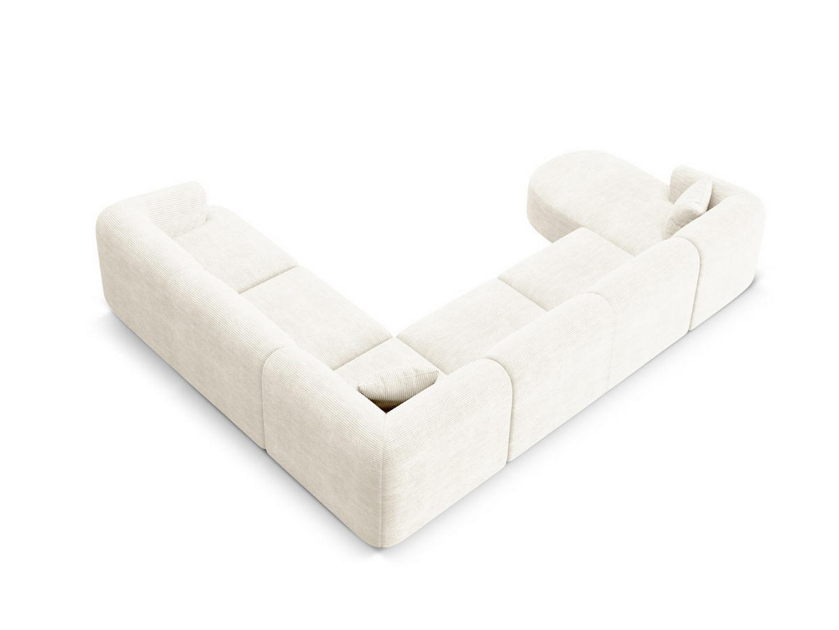 MODULARES-PANORAMASOFA rechts Campi aus Cord elfenbein 7 Sitzplätze - Ecru, Textil (255/70/330cm) - Cosmopolitan Design