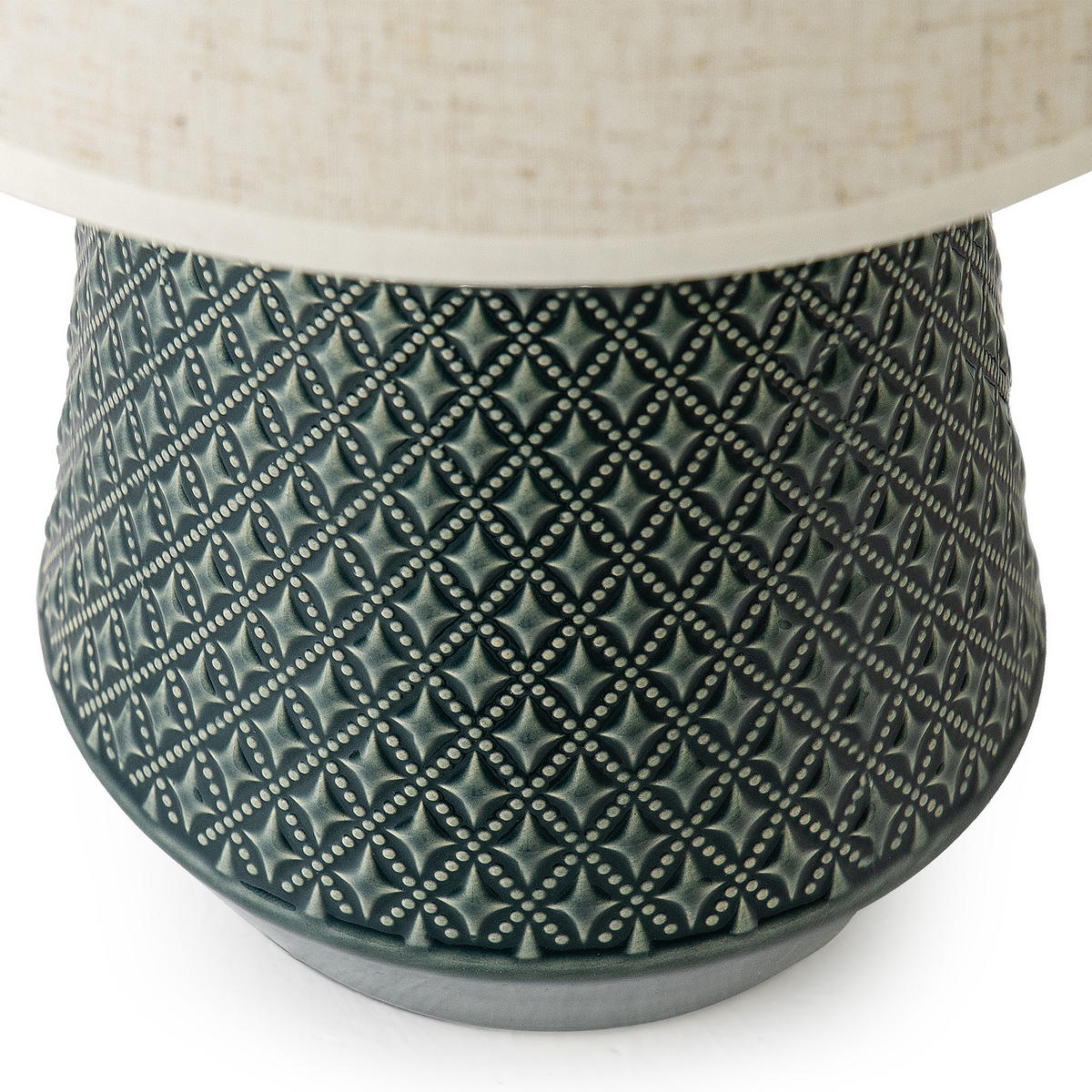 TISCHLEUCHTE SOPI, Tischlampe, Beige, Meeresfarbe - Türkis/Beige, Keramik/Textil (25/25/39cm) - KONSIMO®