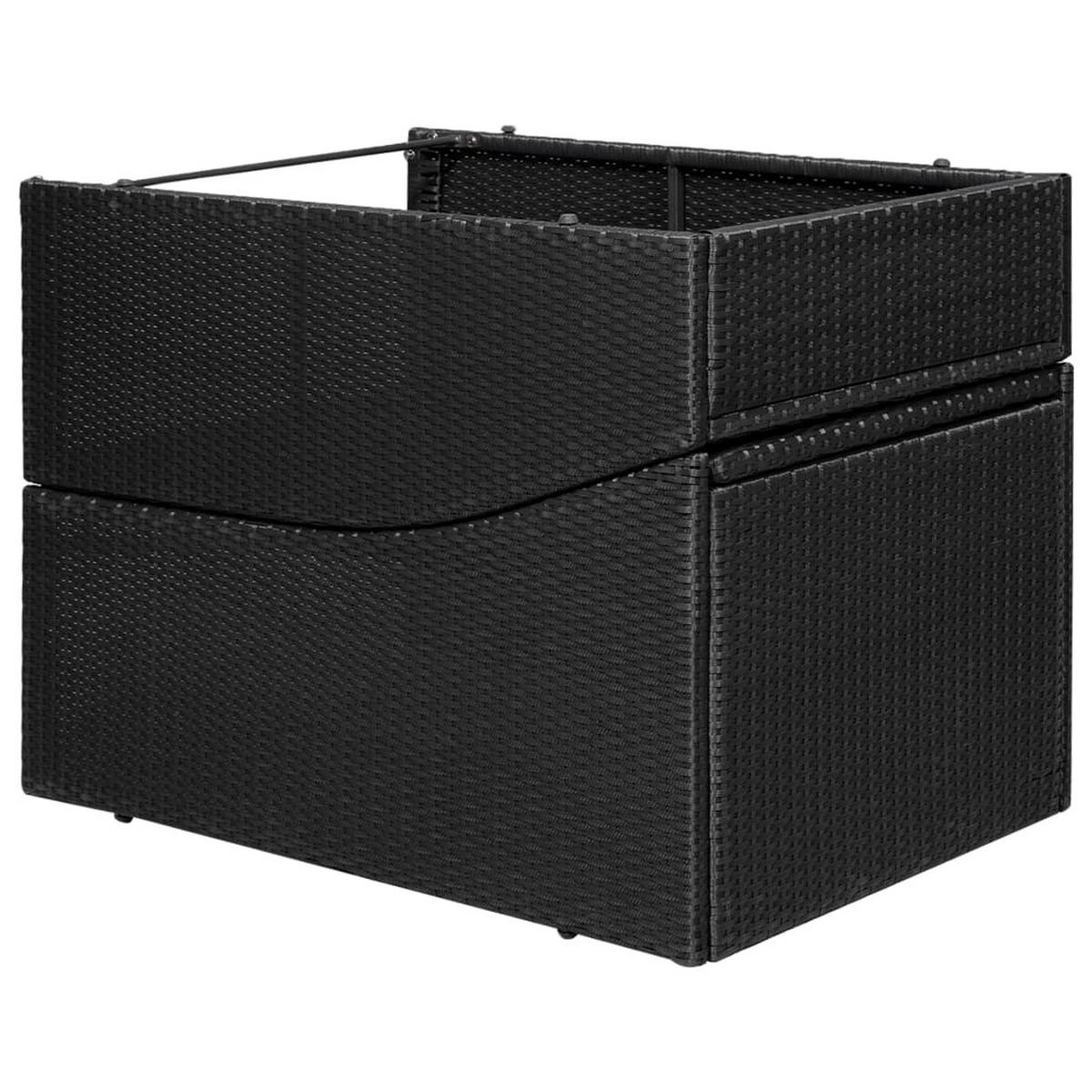 SONNENLIEGE mit Polsterauflage Poly Rattan Schwarz - Schwarz, Holz (192/95/62cm) - furnicato