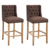 BARHOCKER 2er Set Stoff braun - Naturfarben/Braun, Holz/Textil (56/111/51cm) - CLP