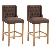 BARHOCKER 2er Set Stoff braun - Naturfarben/Braun, Holz/Textil (56/111/51cm) - CLP