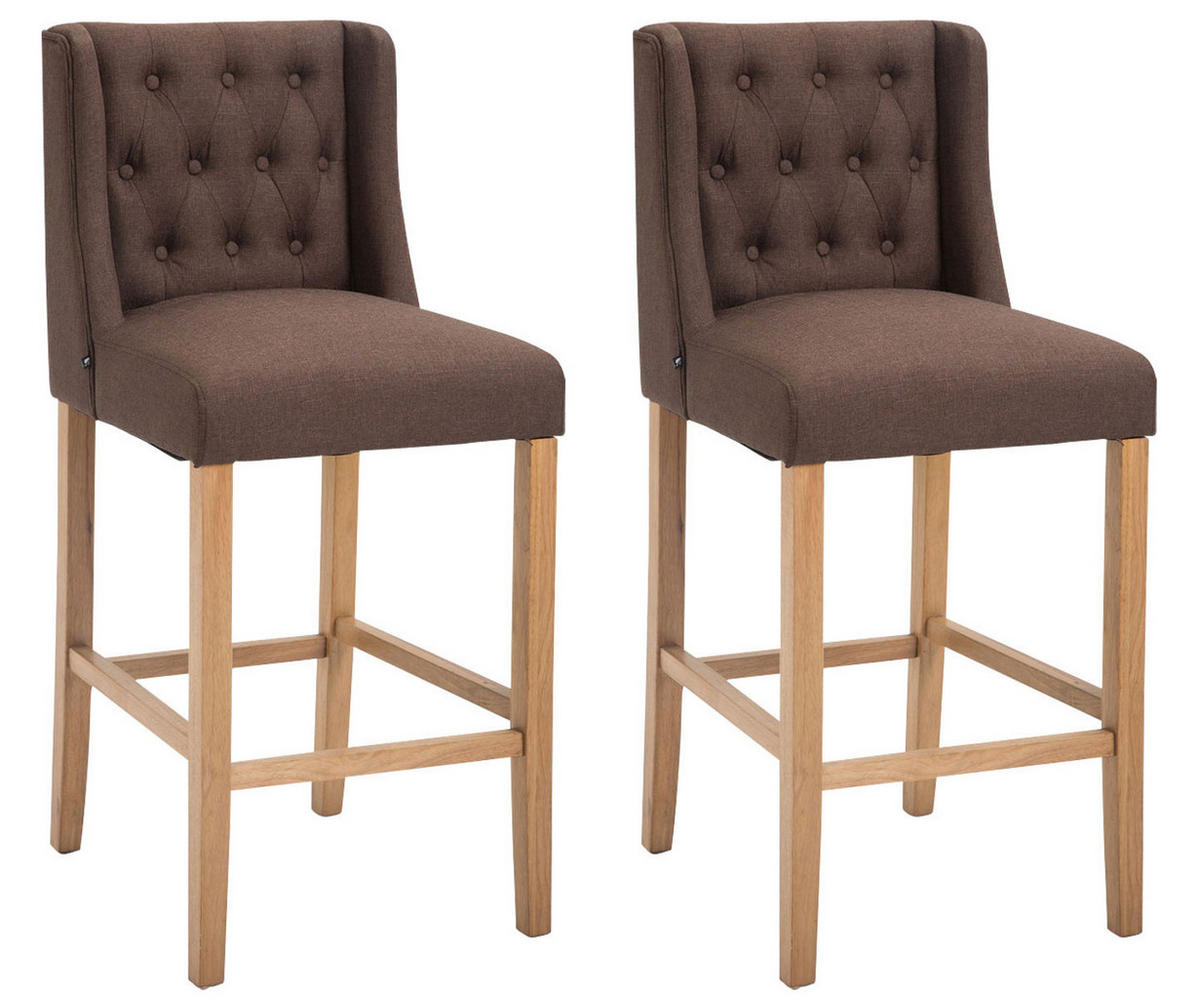 BARHOCKER 2er Set Stoff braun - Naturfarben/Braun, Holz/Textil (56/111/51cm) - CLP