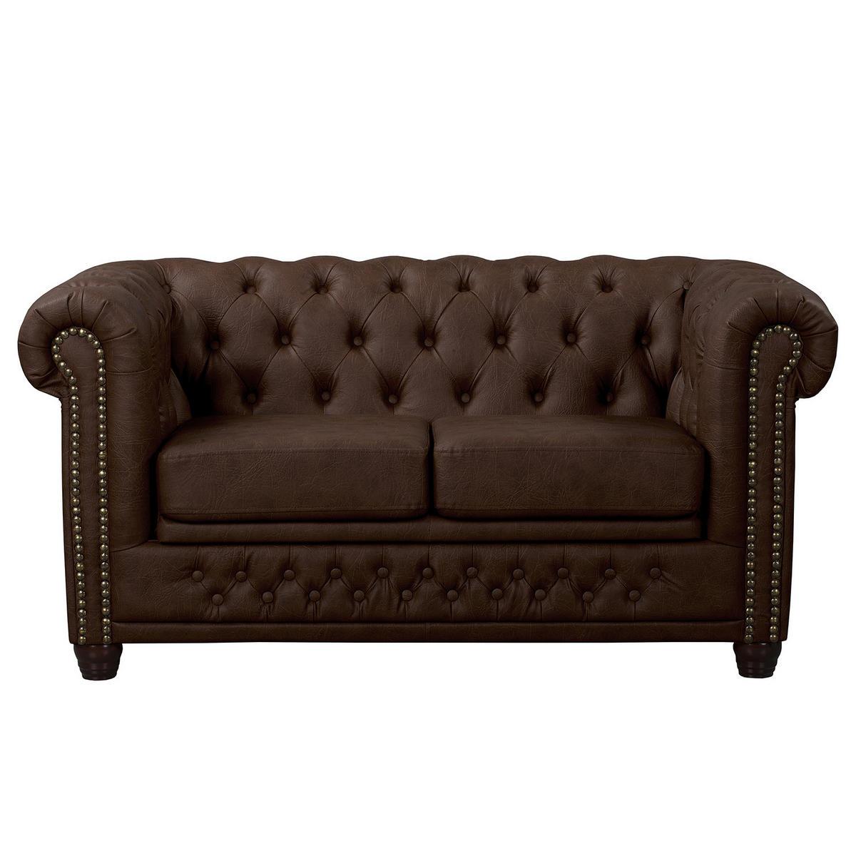 2-SITZER SOFA - Dunkelbraun/Buchefarben, Kunststoff/Buchenholz (148/72/86cm) - home24