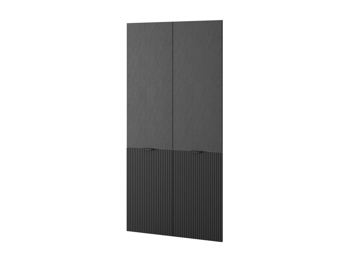 KLEIDERSCHRANK ZEN (Modular, Schwarz Matt, Schwarz & Getöntes Glas Antisol, 6-türig) - Schwarz, Holz/Holzwerkstoff (303/200/51cm) - Ravio