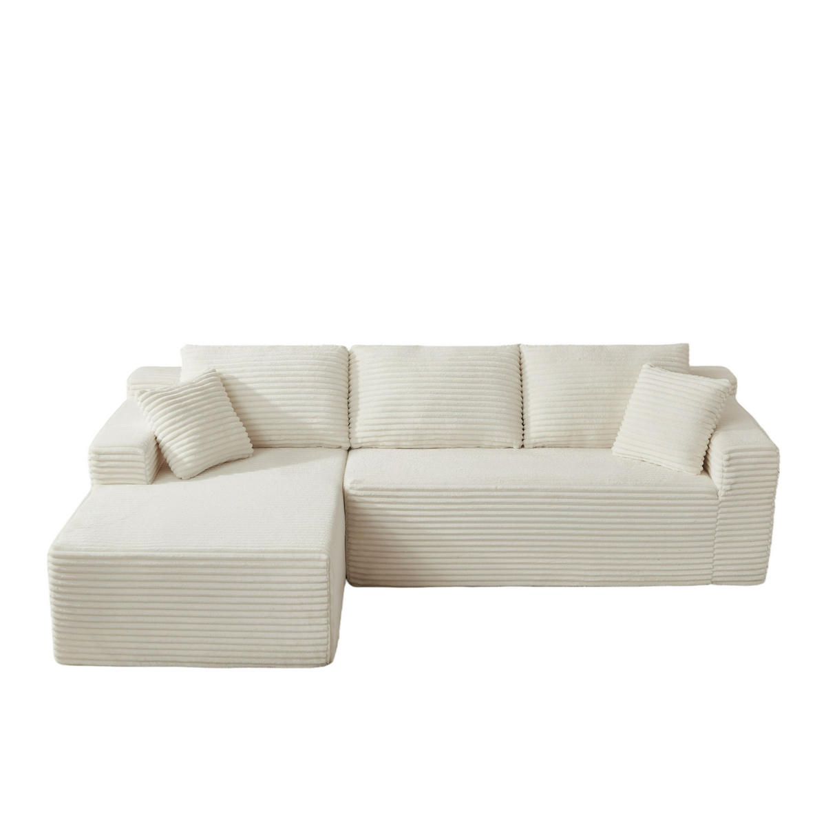 ECKSOFA DE-34926 L-Form mit Chaise links Weiß - Weiß, Textil (163/252.5cm) - ComfortXL