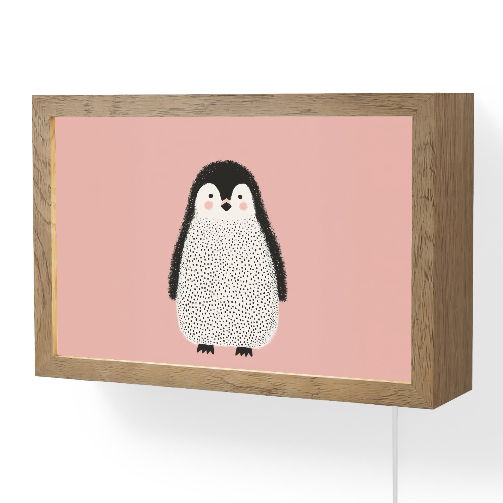 OnlyWow NÁSTĚNNÁ LAMPA Tučňák - Tečky - Minimalistický - Růžový 30x20 cm