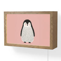 NÁSTĚNNÁ LAMPA Tučňák - Tečky - Minimalistický - Růžový 30x20 cm - růžová, kompozitní dřevo (30/20/8cm) - OnlyWow