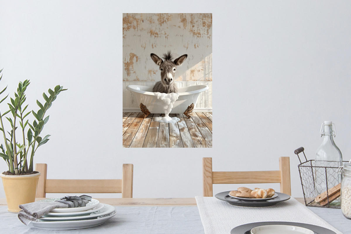 WANDTATTOO Esel - Tiere - Badewanne - Schaumstoff 40x60 cm - Weiß, Kunststoff (40/60/0.1cm) - MuchoWow