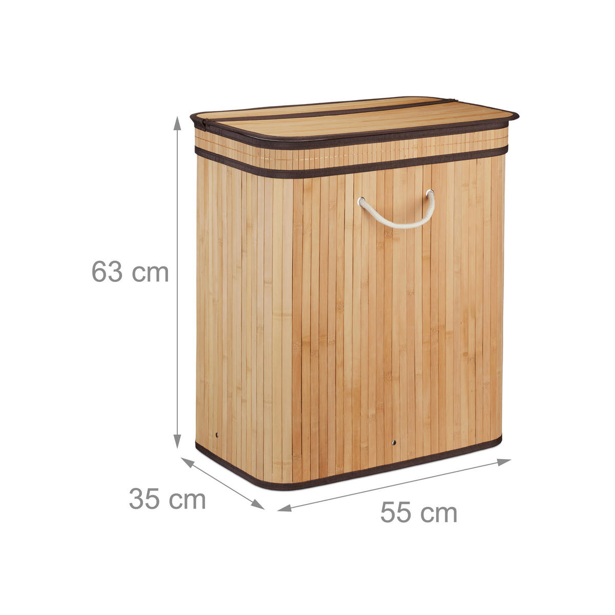 WÄSCHEKORB - Hellbraun, Holz/Textil (55/63/35cm) - Relaxdays