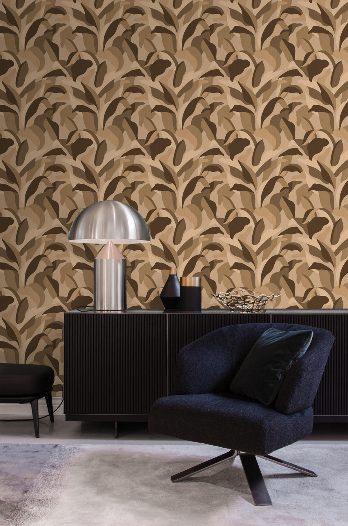 TAPETE tropische Blätter 50 x 900 cm - Braun, Papier (50/900cm) - Origin Wallcoverings