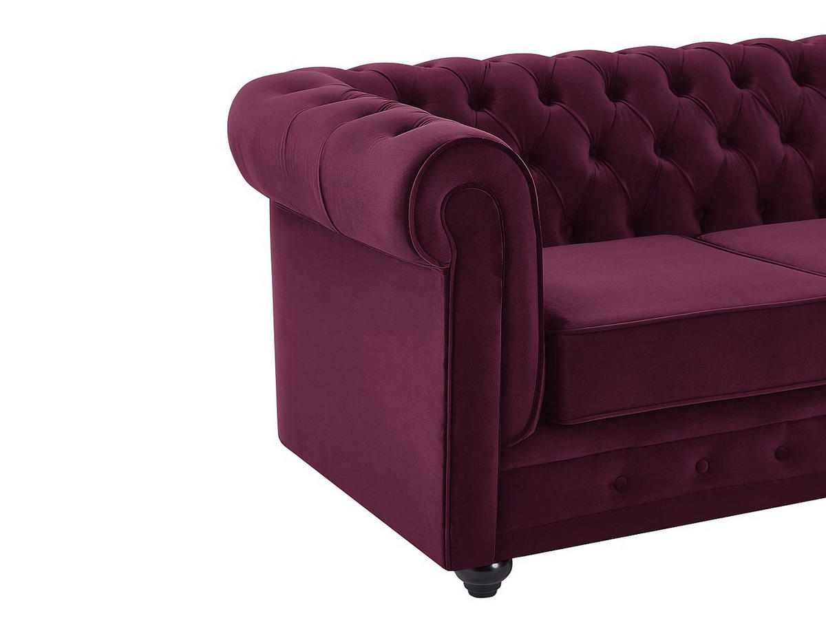 SOFA ohne Schlafmöglichkeit - 2 Personen-Sitzer - Samt, Stoff - Bordeaux - - Bordeaux, Textil (168/72/88cm) - Vente-Unique