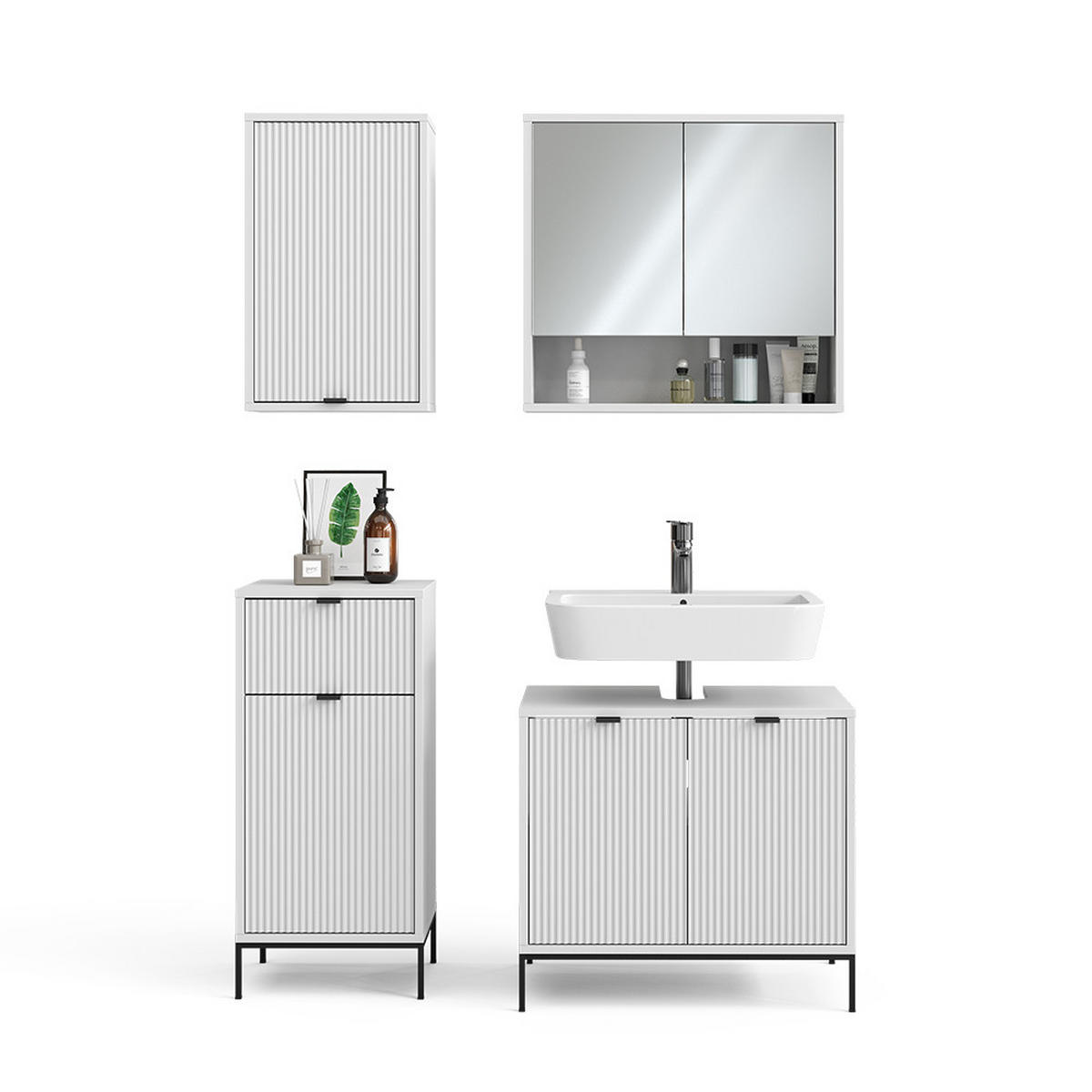 BADMÖBEL-SET Eliza Weiß 4 Teile - Weiß, Holzwerkstoff (70/63/45cm) - Vicco