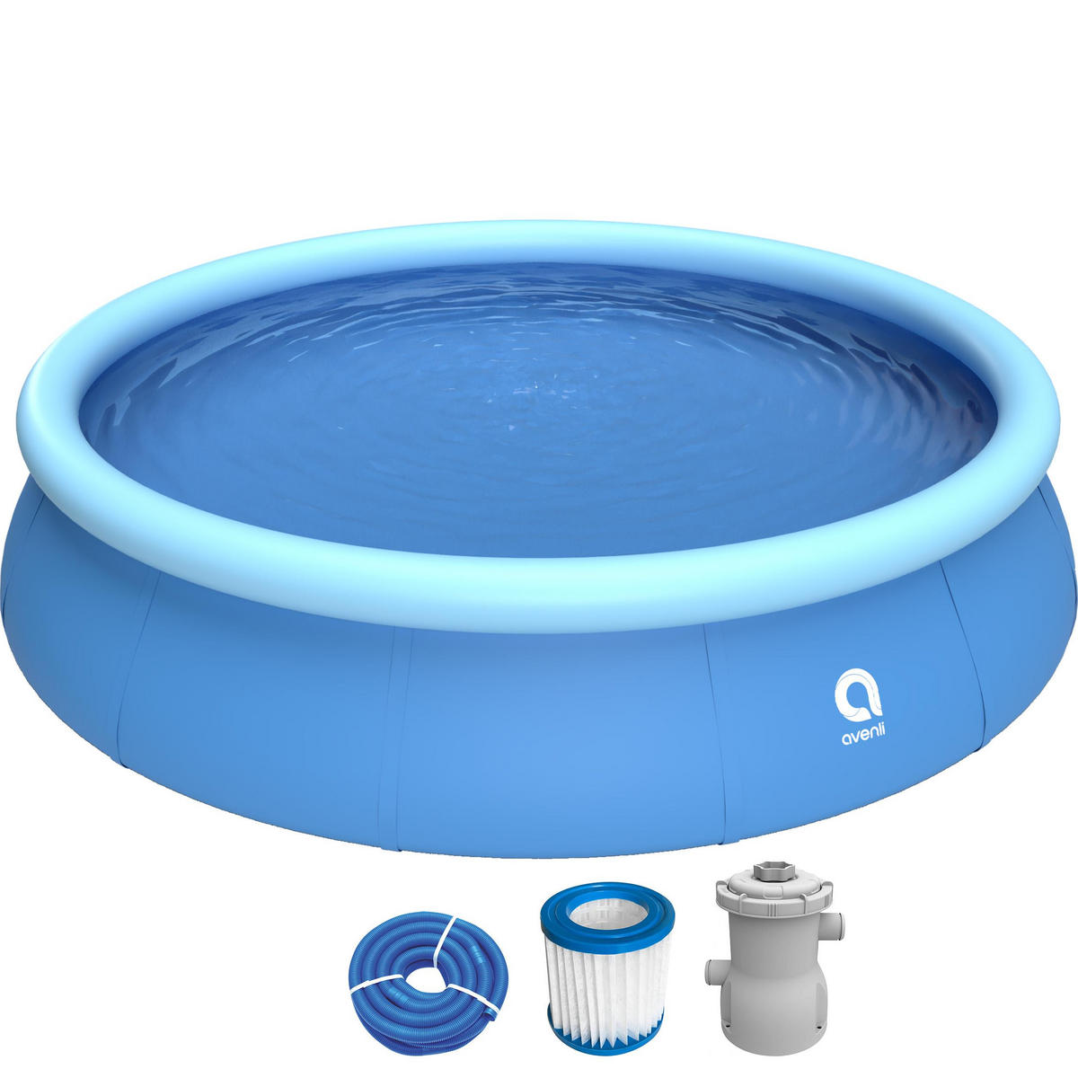 POOL Komplettset Aufstellpool Prompt Set rund 420 x 84 cm blau mit Filterpumpe - Blau, Kunststoff (420/84/420cm) - Avenli