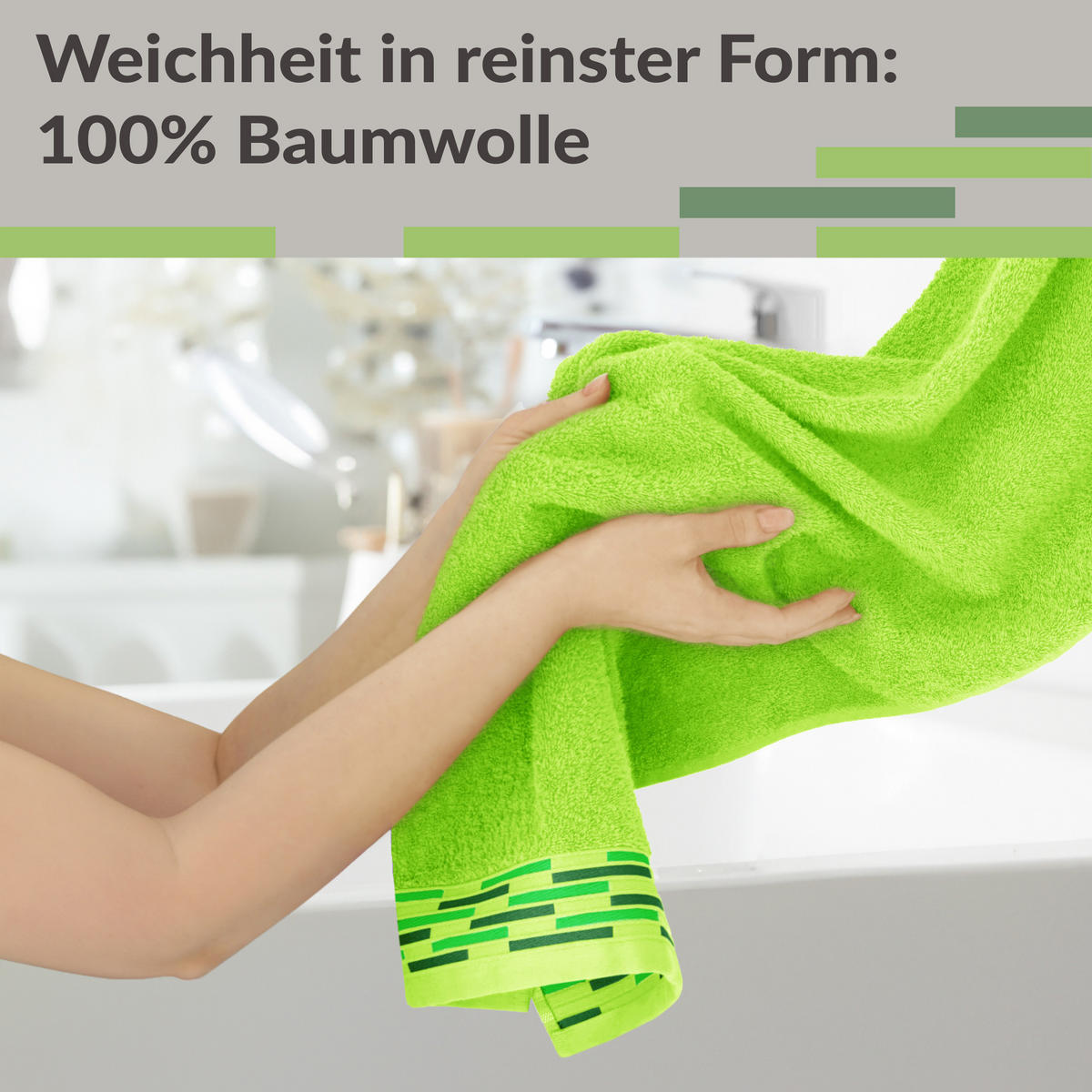 HANDTUCH Lugano Apfelgrün 2er 50x100 cm - Hellgrün, Textil (50/100cm) - Lashuma
