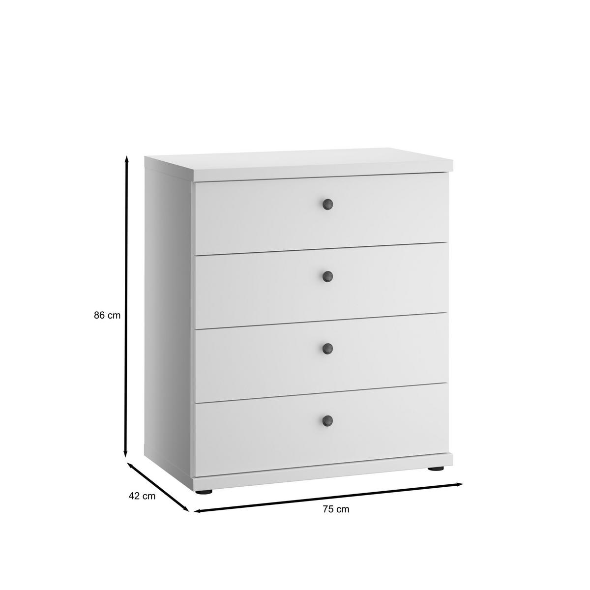 KOMMODE Greenholm in Weiß 75 x 86 x 42 cm (BxHxT) - Stil trifft auf Funktion, Schubkastenkommode - Weiß, Holzwerkstoff (75/86/42cm)