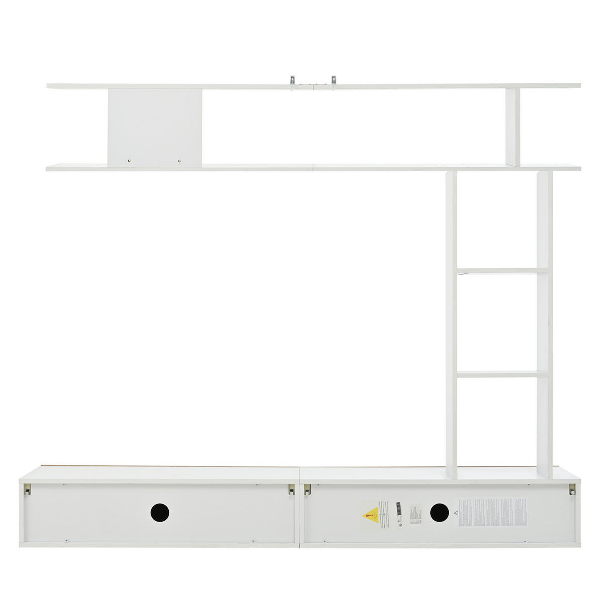 TV-WOHNWAND-SET 180/35/150 cm aus Spanplatte mit stehendem und hängendem Aufbau Weiß/Eichefarben - Weiß, Holzwerkstoff (180/150/35cm) - Modenvie