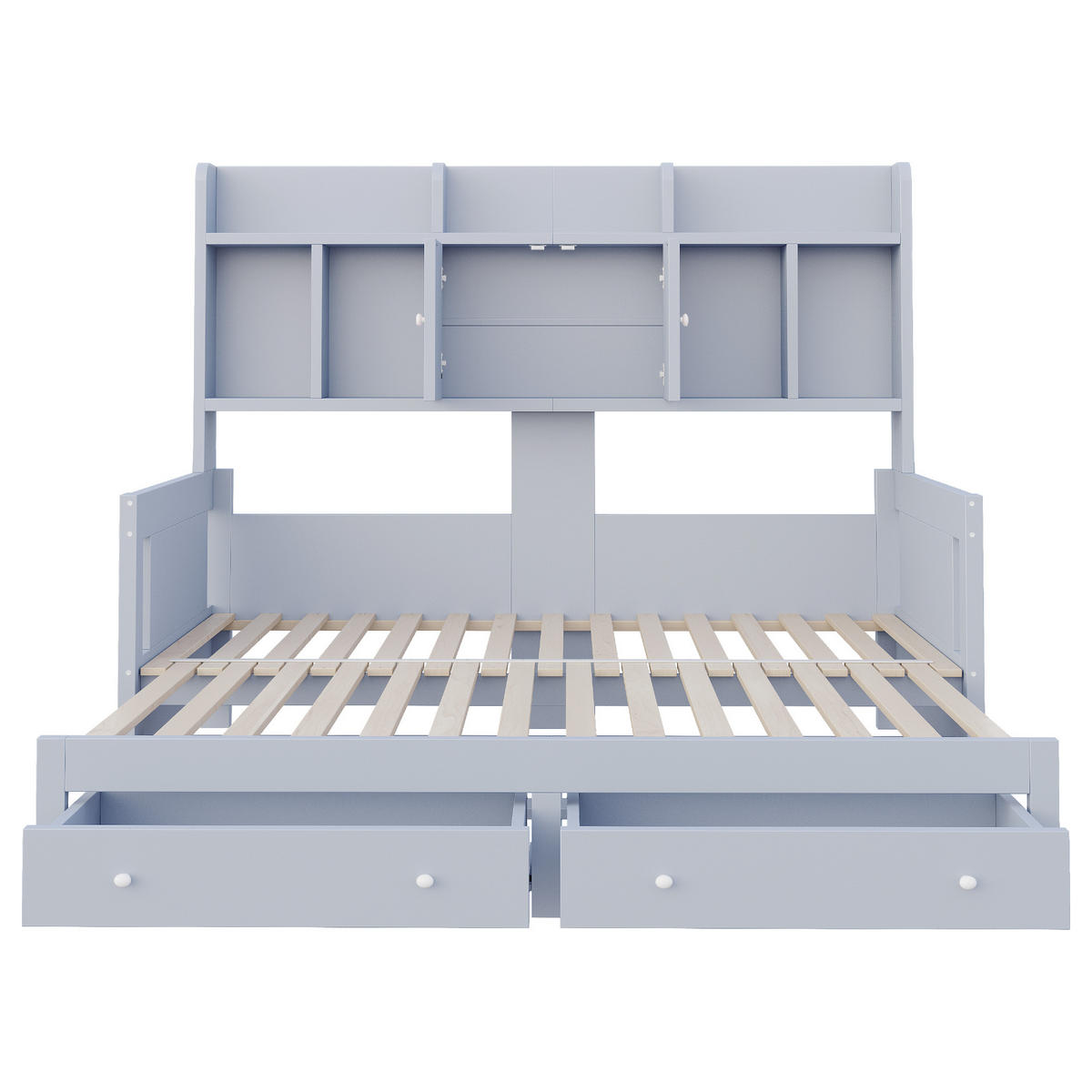 SCHLAFSOFA Holz Ausziehbett LED Stauraum Steckdose Grau - Grau, Holz (90/190cm) - FLIEKS