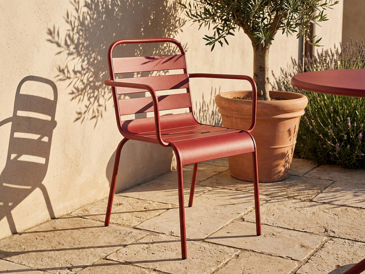 GARTENSTUHL - 56 cm x 59 cm - Metall - Rot - MIRMANDE - Rot, Metall (56/79/59cm) - Vente-Unique