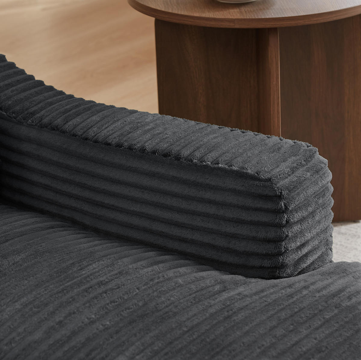 LOUNGESESSEL mit ausziehbarer Unterlage und Cordbezug, Dunkelgrau - Dunkelgrau, Kunststoff (162/68/100cm) - Redom