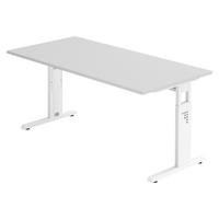 SCHREIBTISCH Serie-O 80/160/74 cm in Grau/Weiß - Weiß/Grau, Holzwerkstoff (80/160/74cm) - bümö