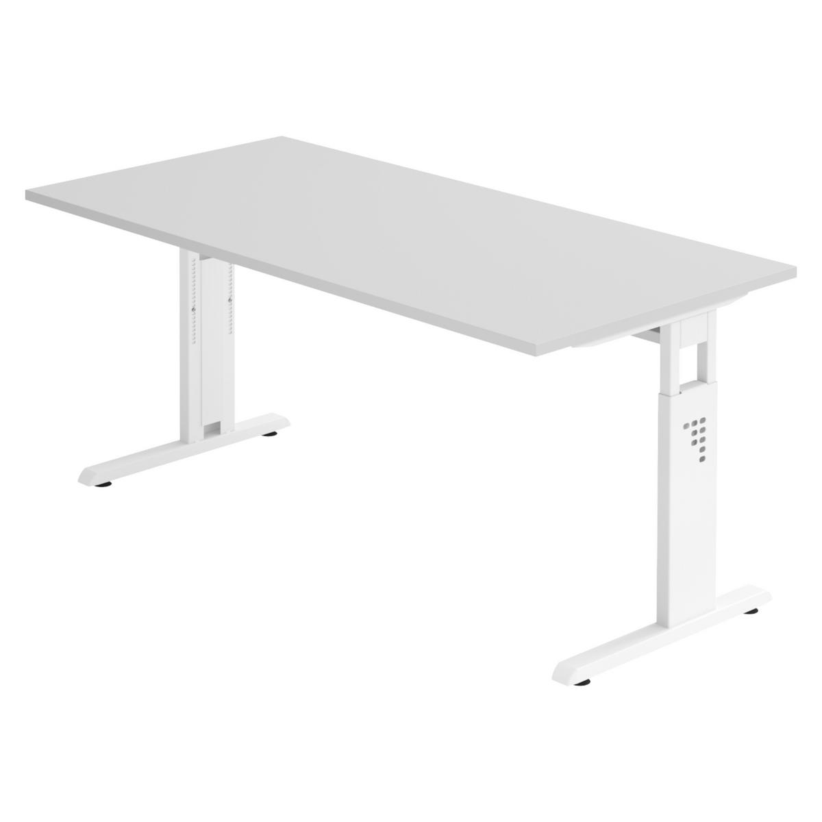 SCHREIBTISCH Serie-O 80/160/74 cm in Grau/Weiß - Weiß/Grau, Holzwerkstoff (80/160/74cm) - bümö