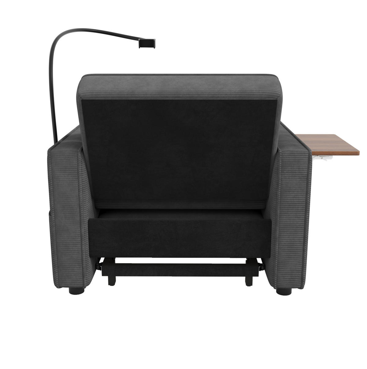 ROZKLÁDACÍ pohovka 93/150/85 cm šedá z manšestru s USB a držákem telefonu - šedá, textil (93/85/150cm) - OKWISH