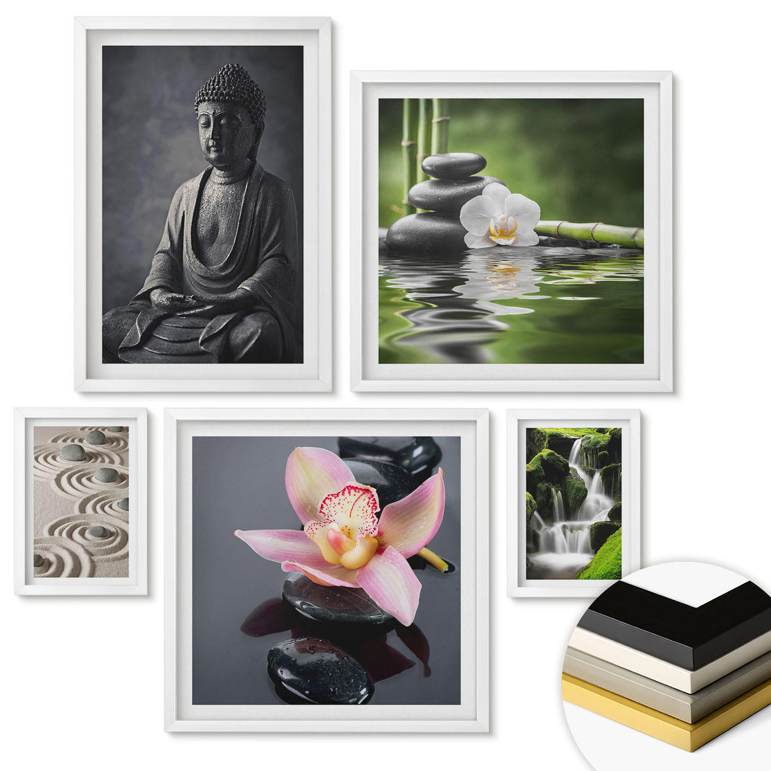 WANDBILDER 5er-Set - 50x50 cm & 20x30 cm & 40x60 cm Weißer Rahmen - Red Accents London - Weiß, Kunststoff (40/60cm) - ArtPrintCave