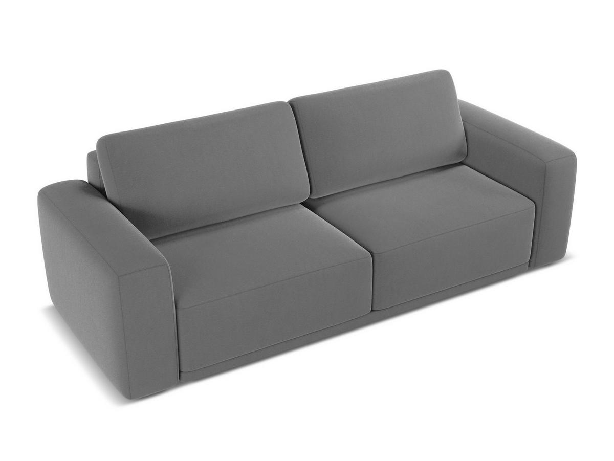 3-SITZER SOFA mit Schlaffunktion Samt Stoff Grau - Schwarz/Grau, Kunststoff/Textil (242/91/100cm) - Makamii