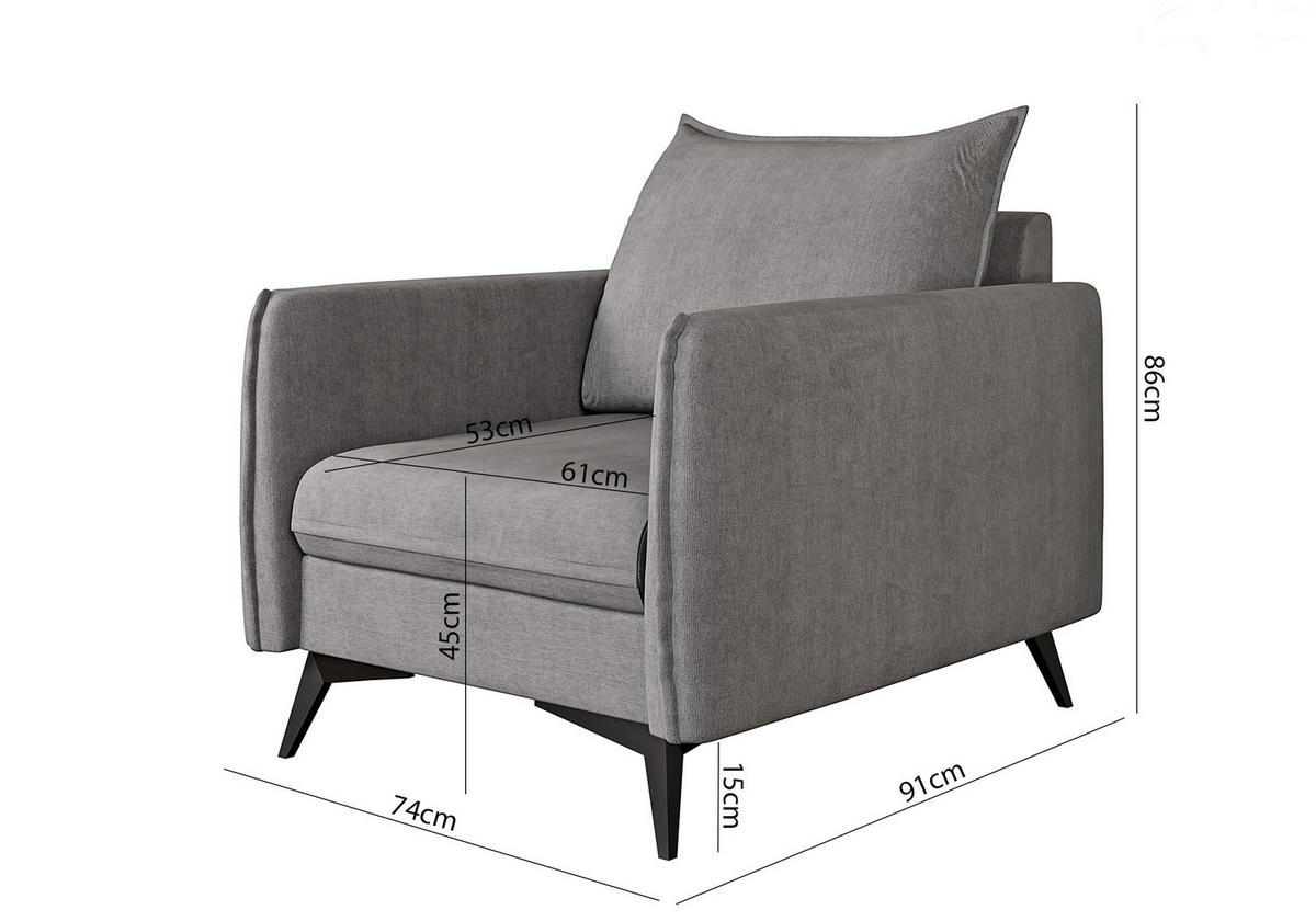 SITZGARNITUR 3+2+1 Pulse Grau Luxusmikrofaser - Schwarz/Grau, Holz/Textil (199/86/91cm) - S-Style Möbel