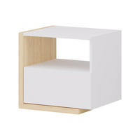 NACHTTISCH skandinavisch mit 1 Schublade & 1 Ablage - Weiß & Holzfarben - NAPOLI II - Naturfarben, Holz (39/43/46.4cm) - Vente-Unique