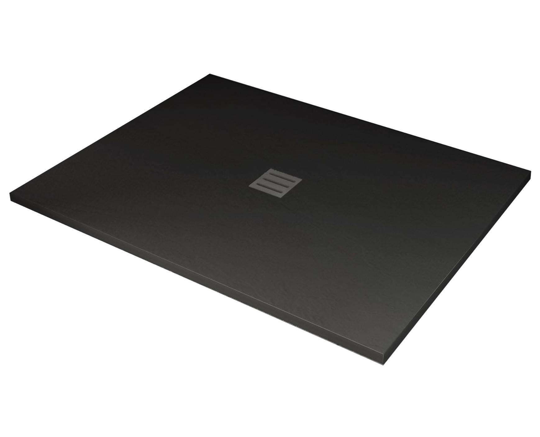 DUSCHTASSE Steinlook Schwarz 120 x 80 x 3,2 cm SMC - Schwarz, Kunststoff (120/3.2/80cm) - Glasdeals