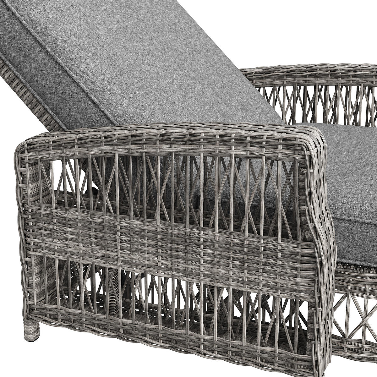 OUTDOOR-LIEGE AUS RATTAN 4-fach verstellbar Grau - Grau, Metall (70/58/192cm) - ComfortXL