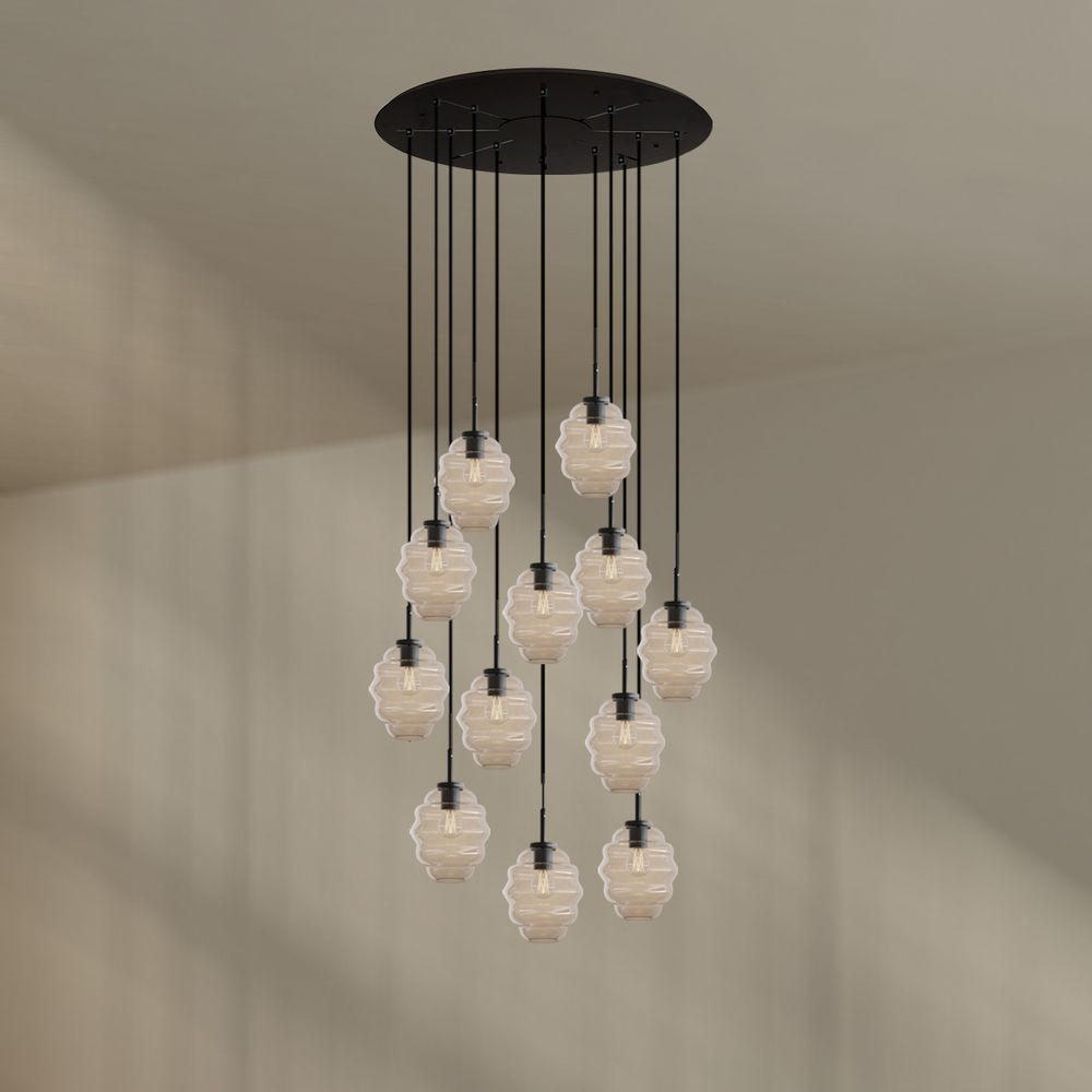 GALERIELEUCHTE Echos 12-flammig Klar Ø 18cm - Klar/Schwarz, Glas (18/18/20cm) - s.luce