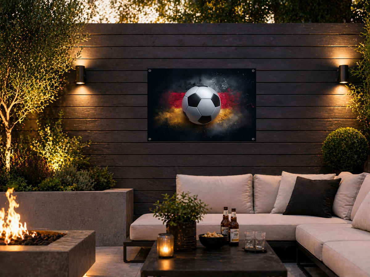 GARTEN-POSTER 90x60 cm Outdoor-Deko Fussball WM - Goldfarben, Kunststoff (90/60/2cm)
