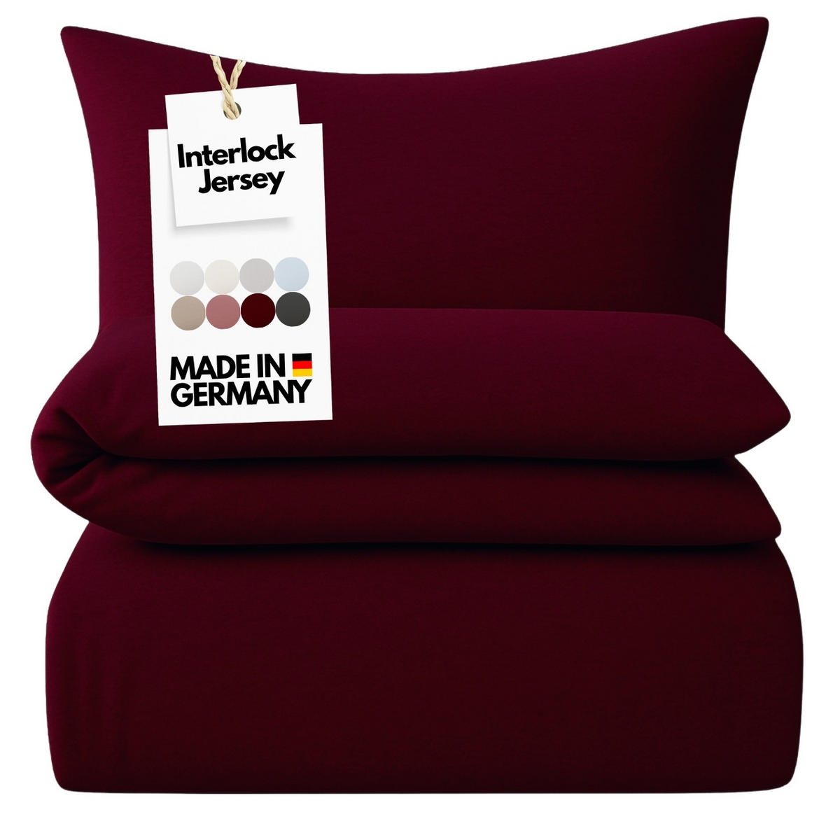 BETTWÄSCHE 155x220 Interlock Jersey Bettbezug einfarbig Baumwolle Bordeaux Rot Uni - Made in Germany - Bordeaux, Textil (155/220cm) - Carpe Sonno