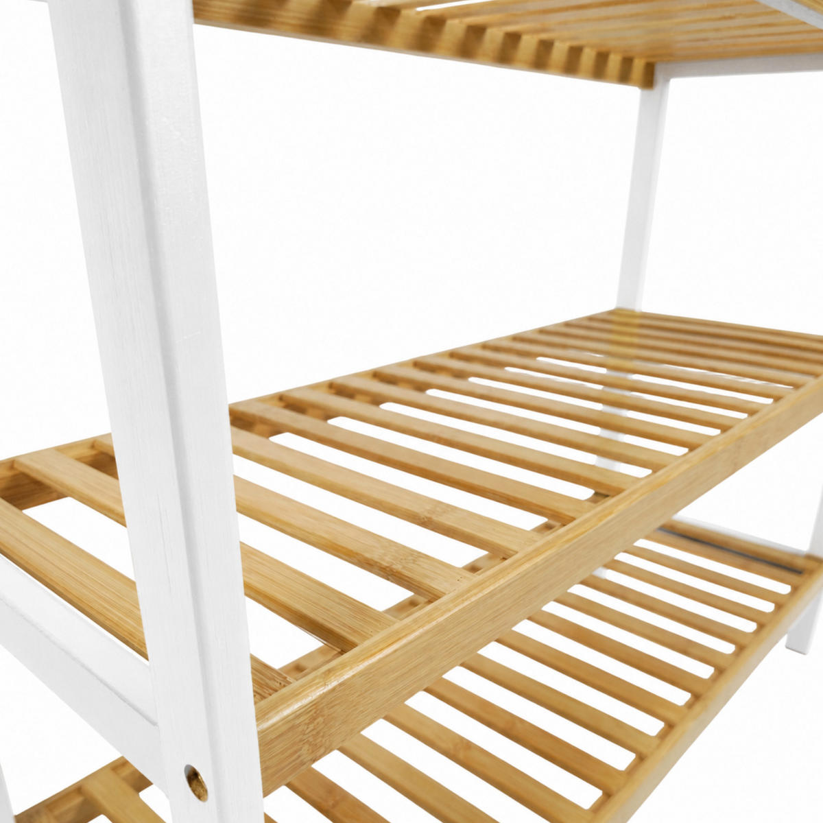 SCHUHREGAL Bambus Weiß Naturfarben 55x70x26 cm - Naturfarben/Weiß, Holz (70/55/26cm) - Begryf