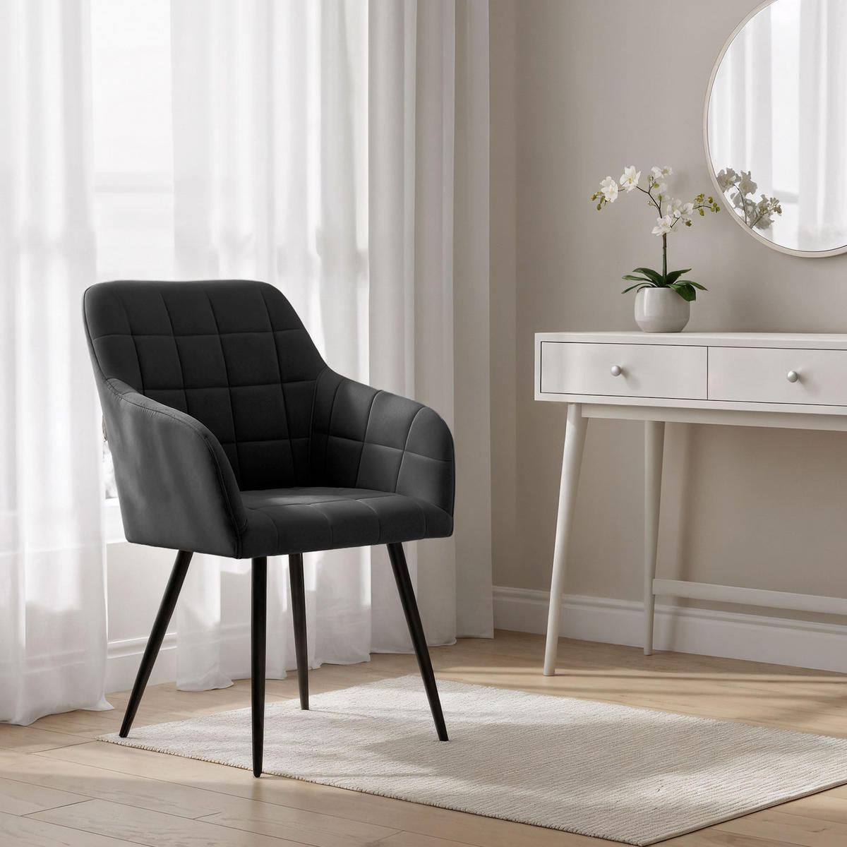 POLSTERSTUHL 2er Set, Metallbeine Schwarz 54/82/58 - Schwarz, Textil (54/82/58cm) - RAUMHIRSCH FURNITURE