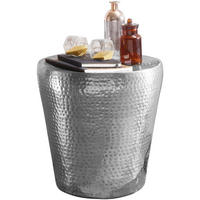BEISTELLTISCH – Rund Silber Aluminium Hammerschlag 42 cm orientalisch - Silberfarben, Metall (41/41/41cm) - KADIMA DESIGN