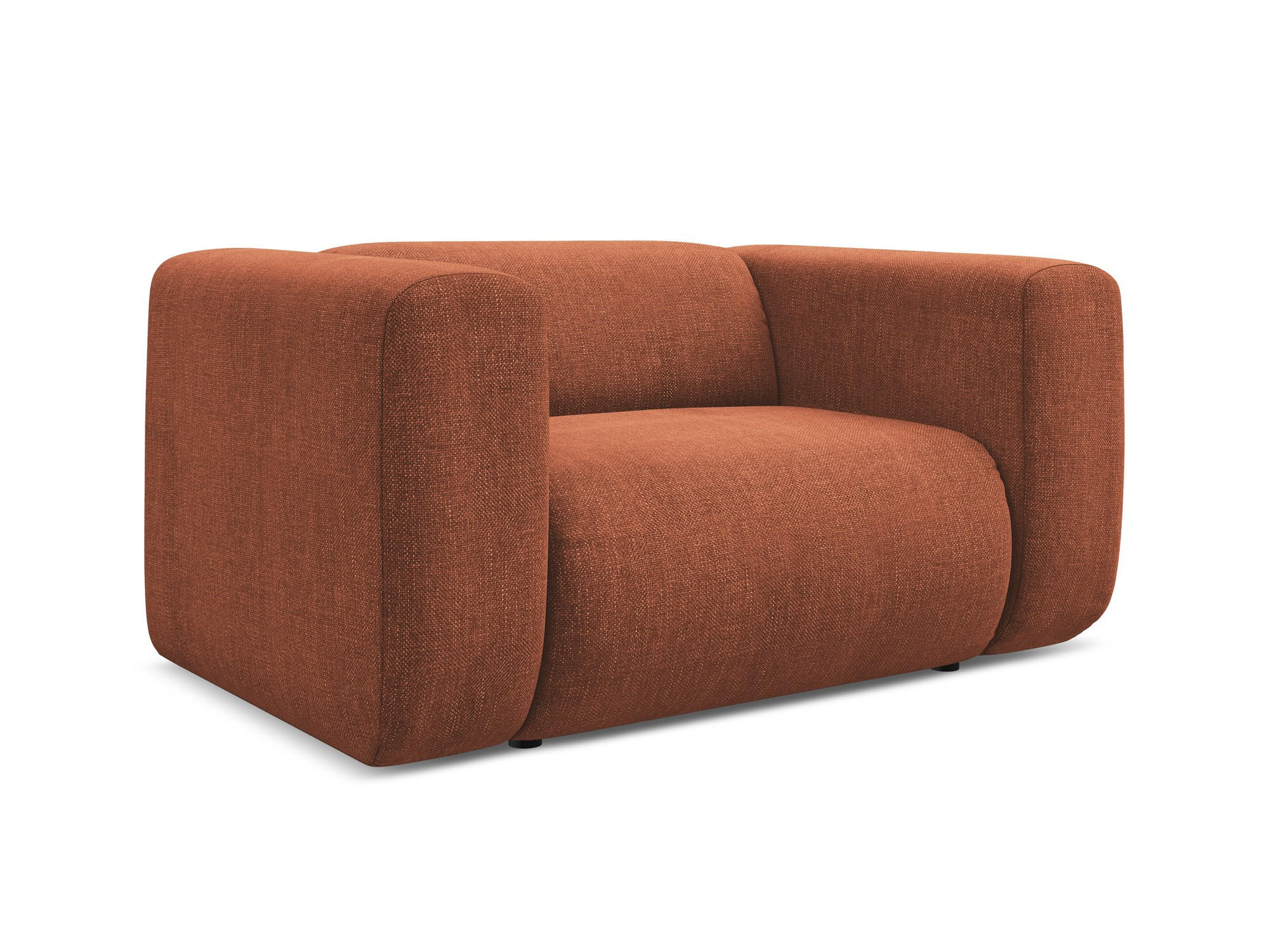SESSEL Chenille Stoff Orange - Terra cotta/Schwarz, Kunststoff/Textil (137/70/89cm) - Makamii