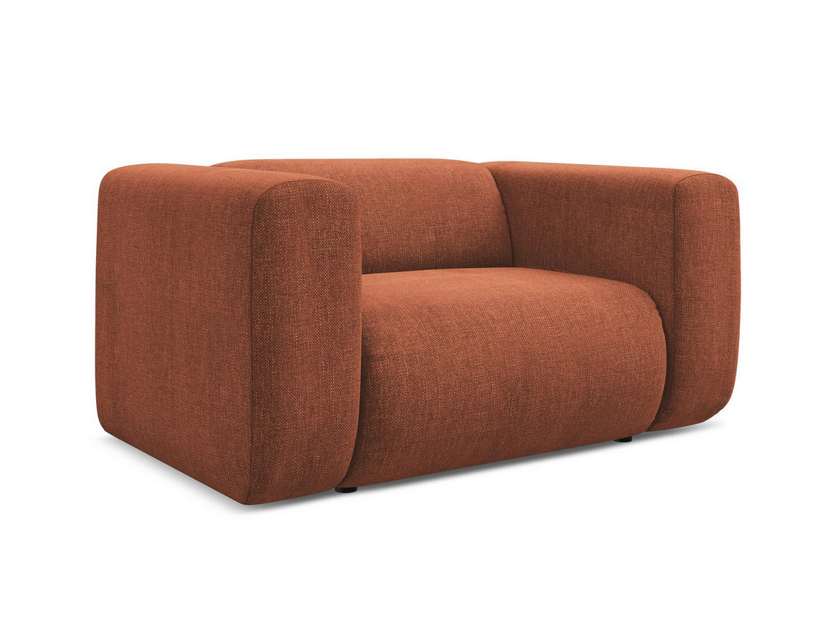 SESSEL Chenille Stoff Orange - Terra cotta/Schwarz, Kunststoff/Textil (137/70/89cm) - Makamii
